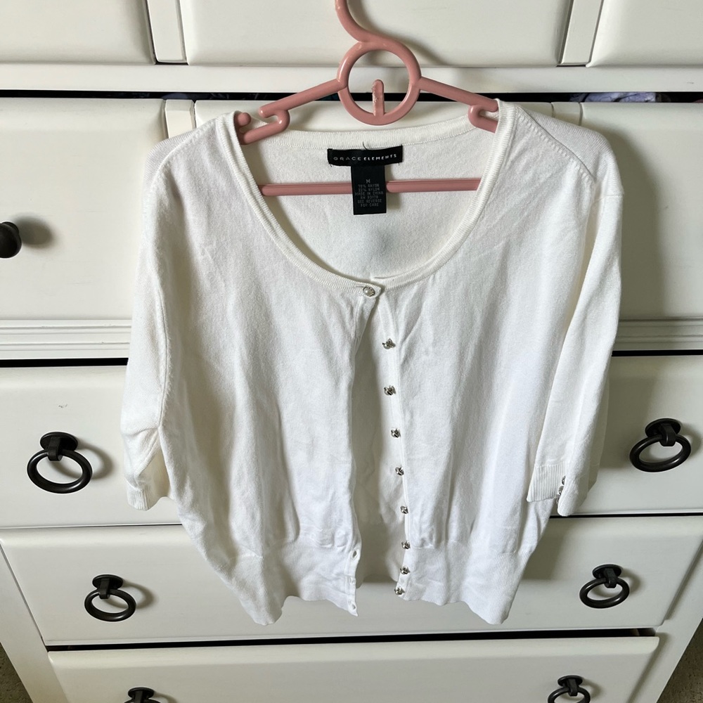 Size medium 3/4 white cardigan